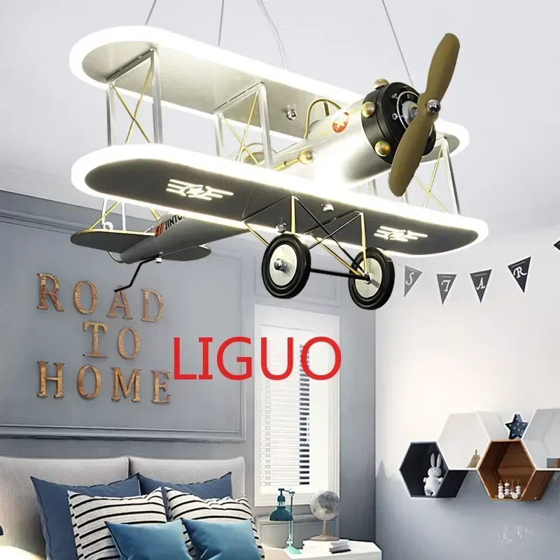 

Creative Led Children's Aircraft Lamp Boy Bedroom Room Modern Personality Simple Cartoon Shape Chandelier