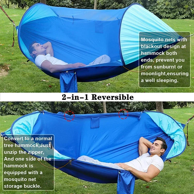 Hamaca portátil doble para acampar, tienda de campaña con toldo, ideal para senderismo al aire libre, viajes de supervivencia