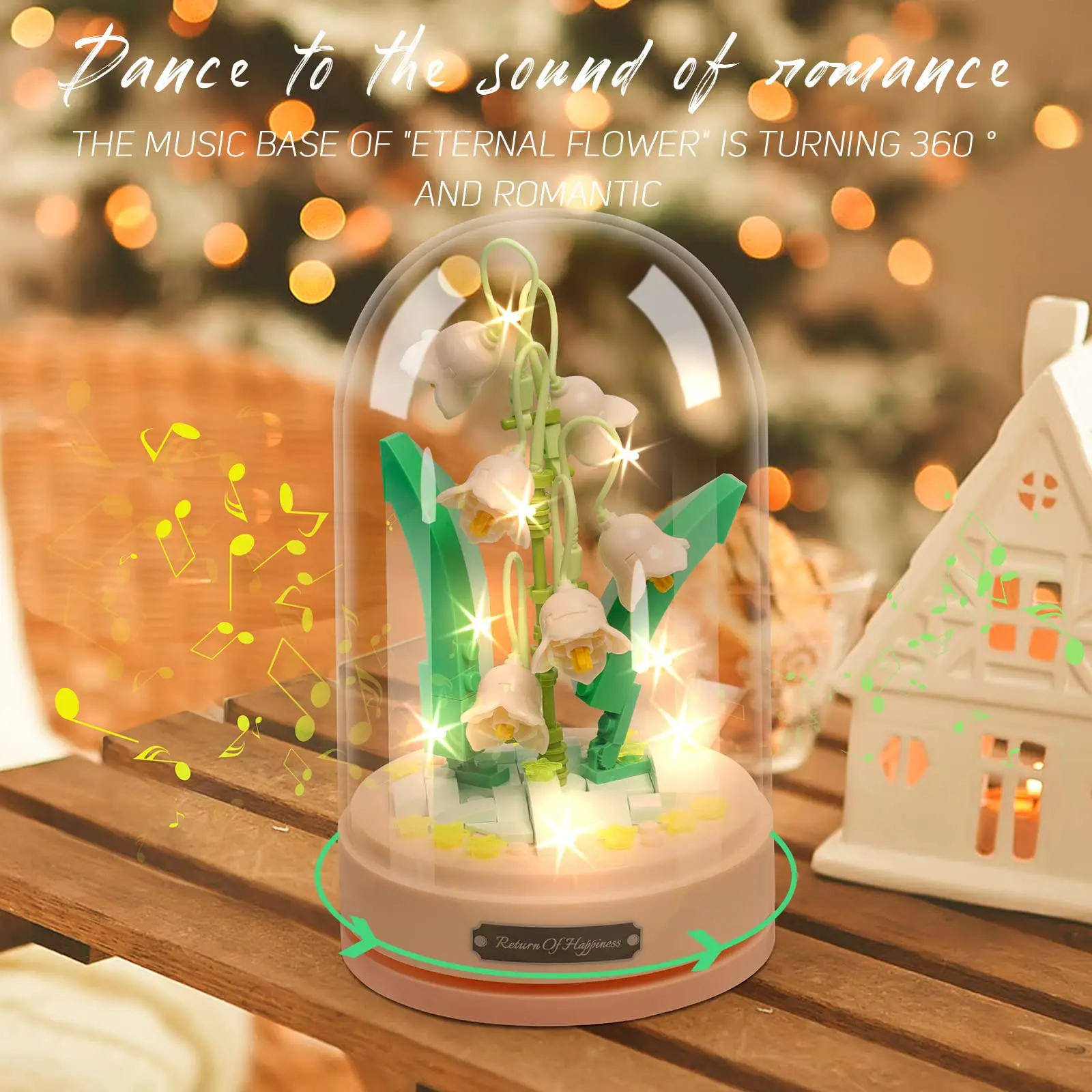 Music Box Flower Bouquet Building Block Toys Set With Music Home Decorated lily of the valley Birthday Presents Gifts For Kids