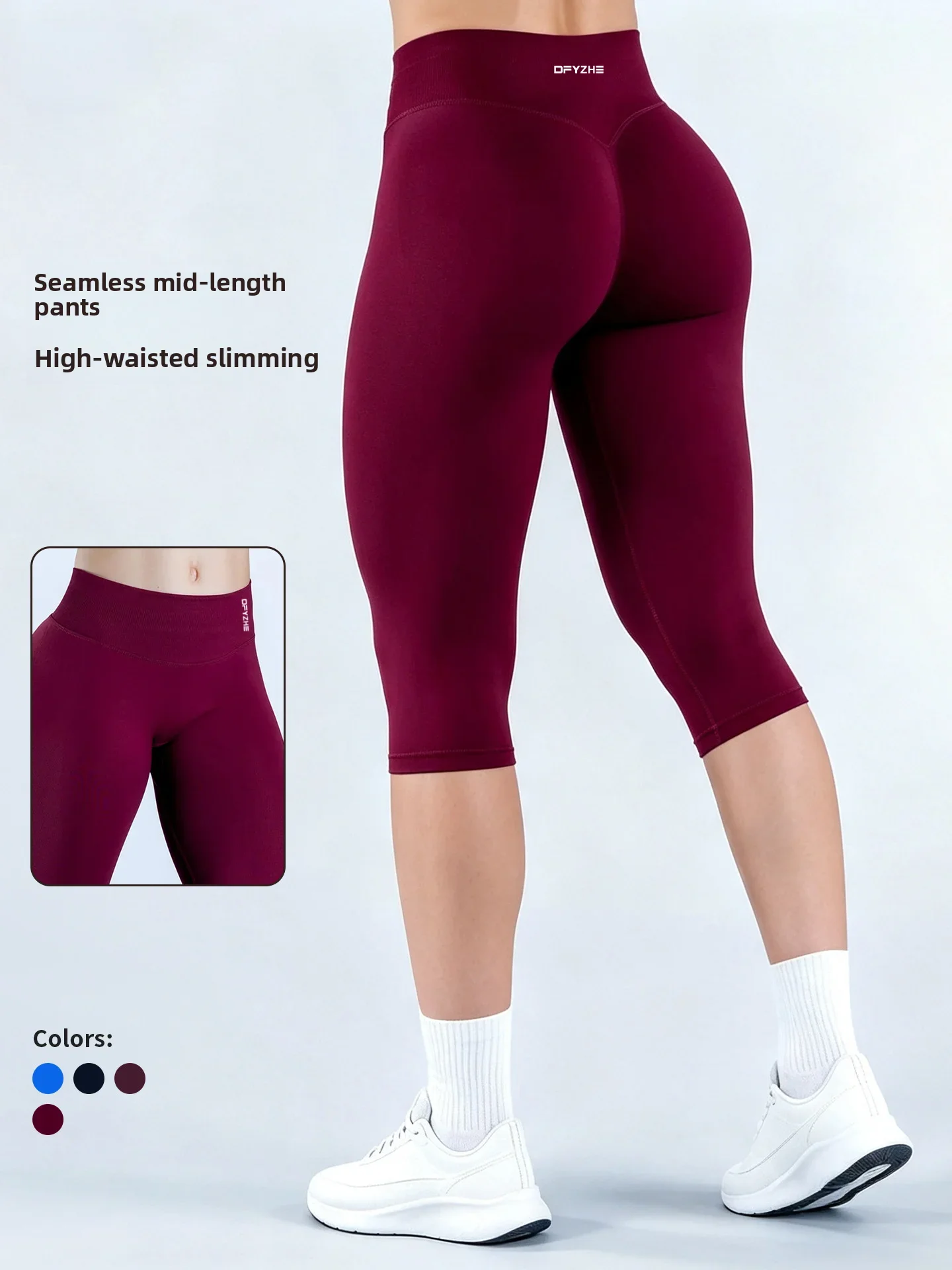 DFYZHE seamless yoga capri pants women's quick-dry running sports pants outdoor gym training tight fitness pants