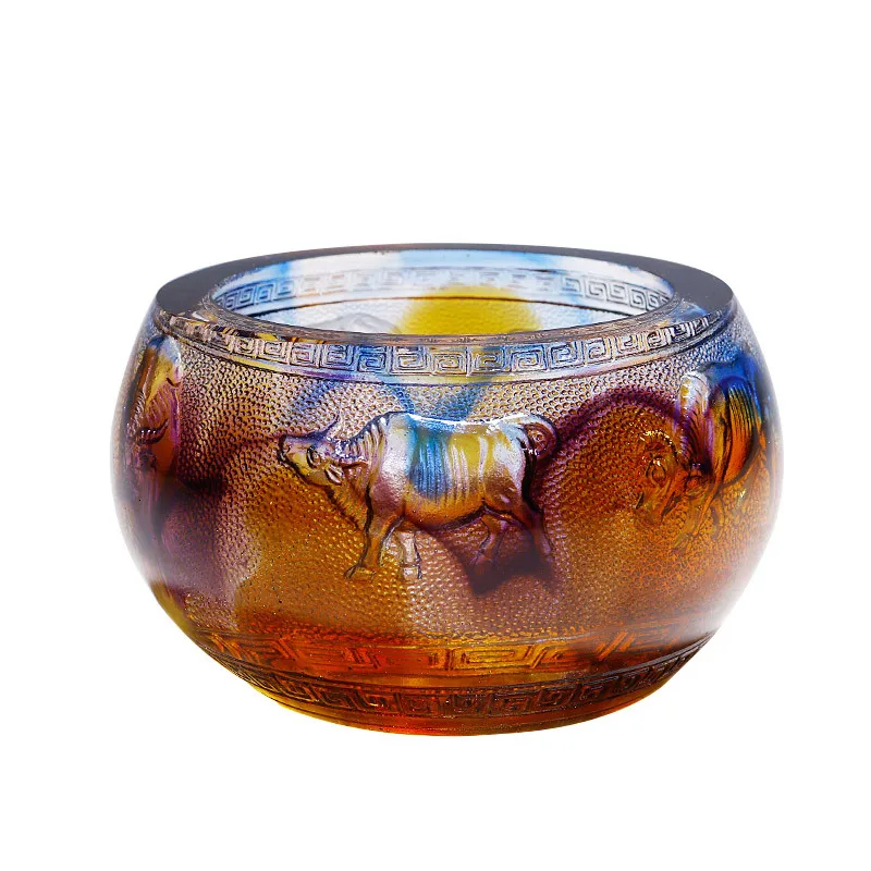 

Zodiac cow glass cornucopia ornament, living room desktop decoration, store opening gift creative and practical