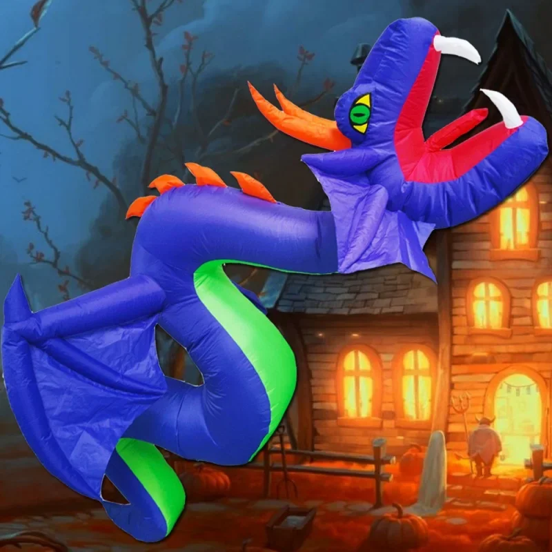12FT Giant Halloween Inflatable Dragon Decoration Outdoor Yard Horror House Ornament Props Halloween Festival Party Supplies