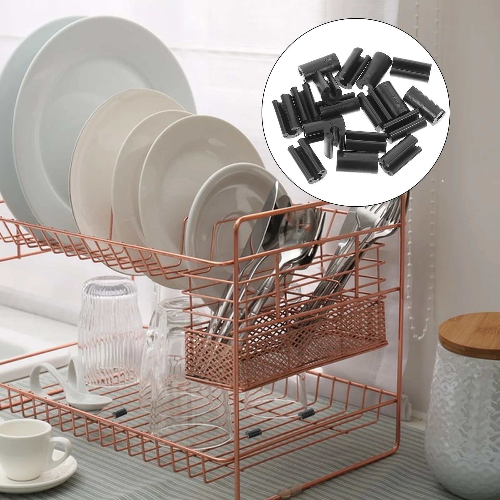 

50 Pcs Sink Mats Wire Protector Kitchen Grid Replacement Feet Rubber for Protectors Black Drain Basket