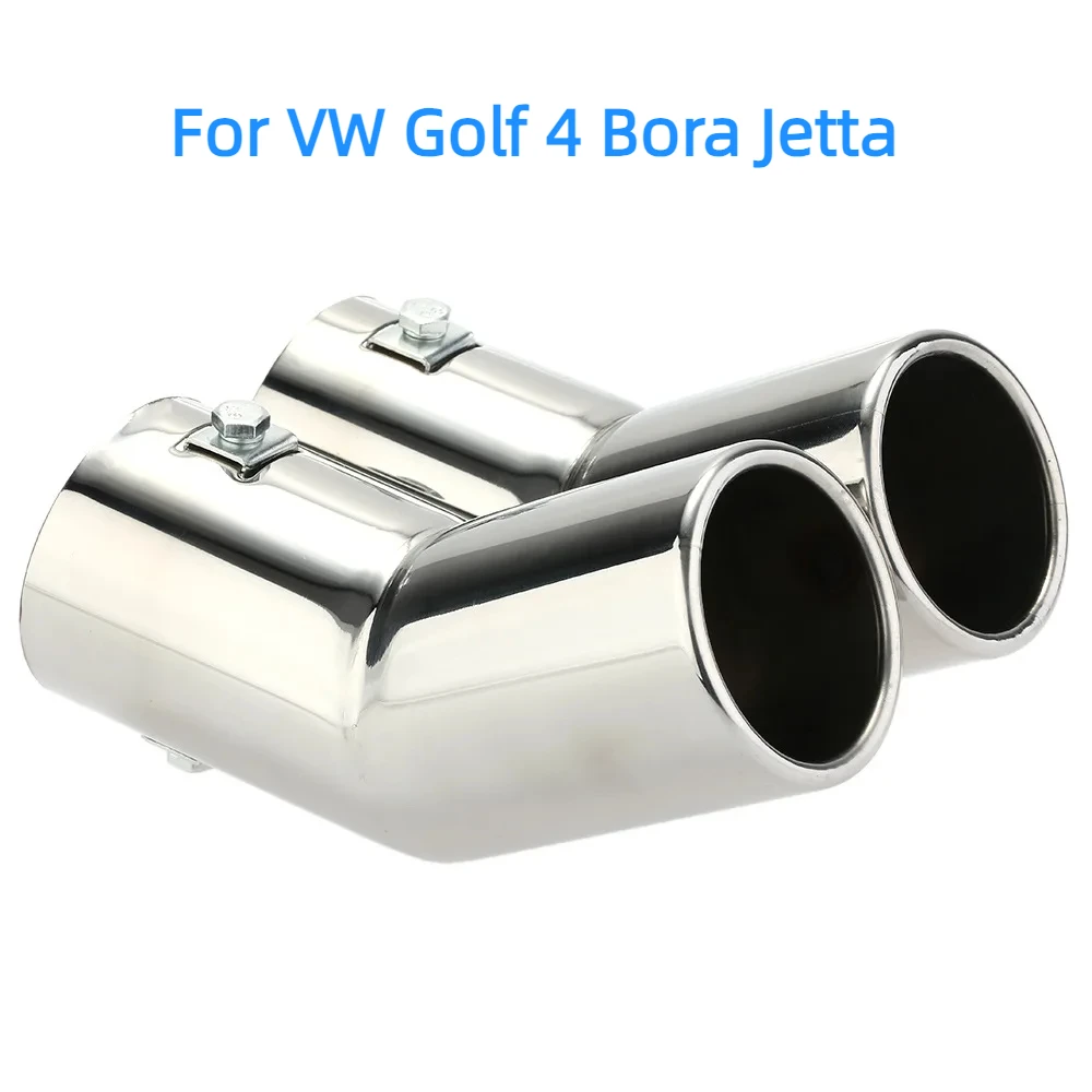 For VW Golf 4 Bora Jetta Car Exhaust Tail Pipe Dual Pipes Stainless Steel Exhaust Tailpipes Muffler Tips