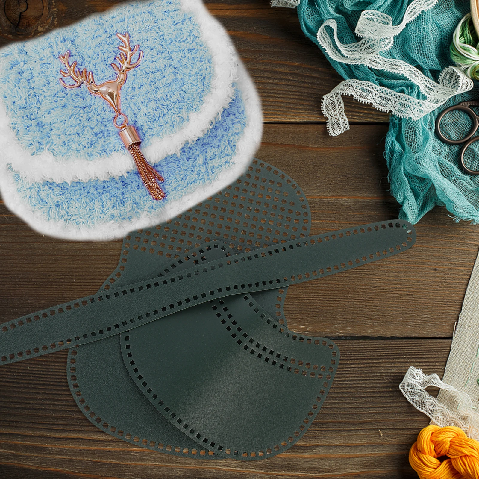 

Suite PU Grid Film Crochet Projects Material Knitting Supplies Weaving Bag