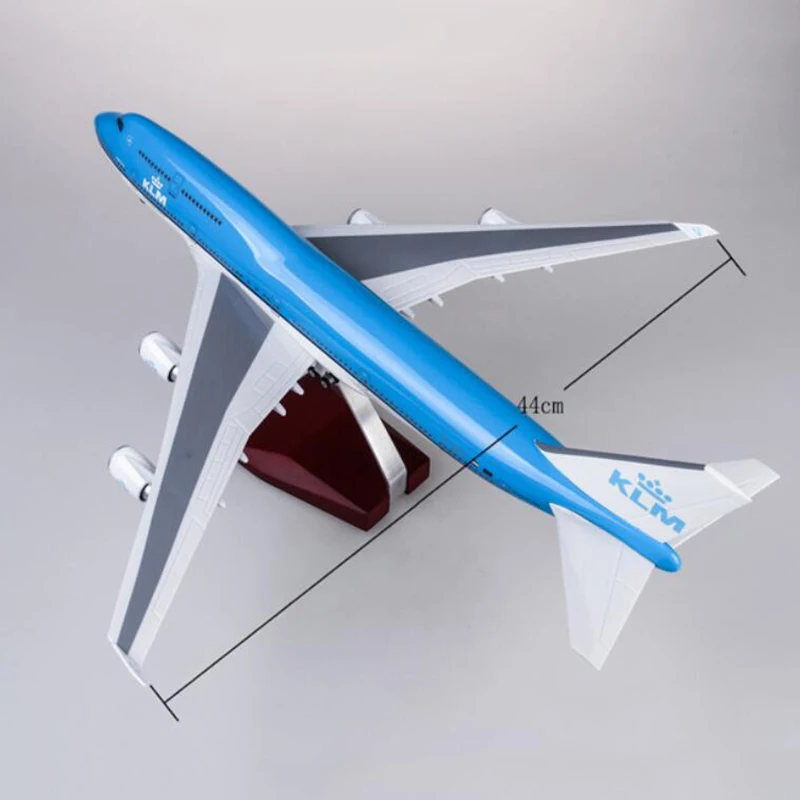 1/157 Scale 47CM Airplane B747 KLM Royal Dutch Airlines Model W Light Wheel Diecast Resin Plane For Collection Display Gifts