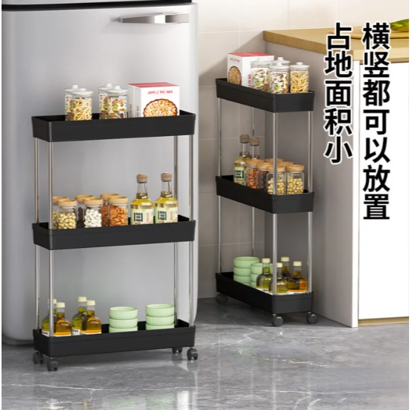Corner storage rack, floor-standing multi-level kitchen and bathroom storage unit, small cart storage rack, mobile storage shelf