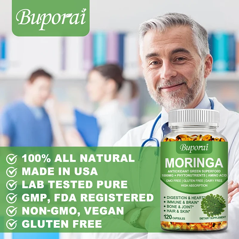 Moringa - Immune System, Energy & Metabolism Natural Anti-inflammatory Helps Detox, Fat Burn