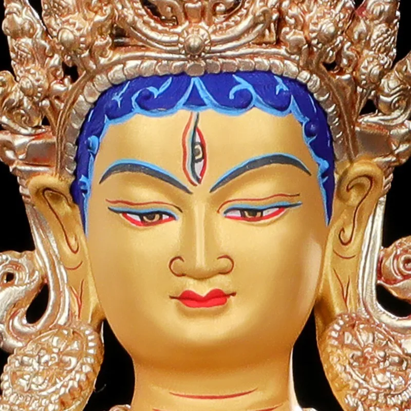 7Large copper white umbrella-covered Buddha statue ornament, gilded Tibetan-style ethnic decoration for home and office