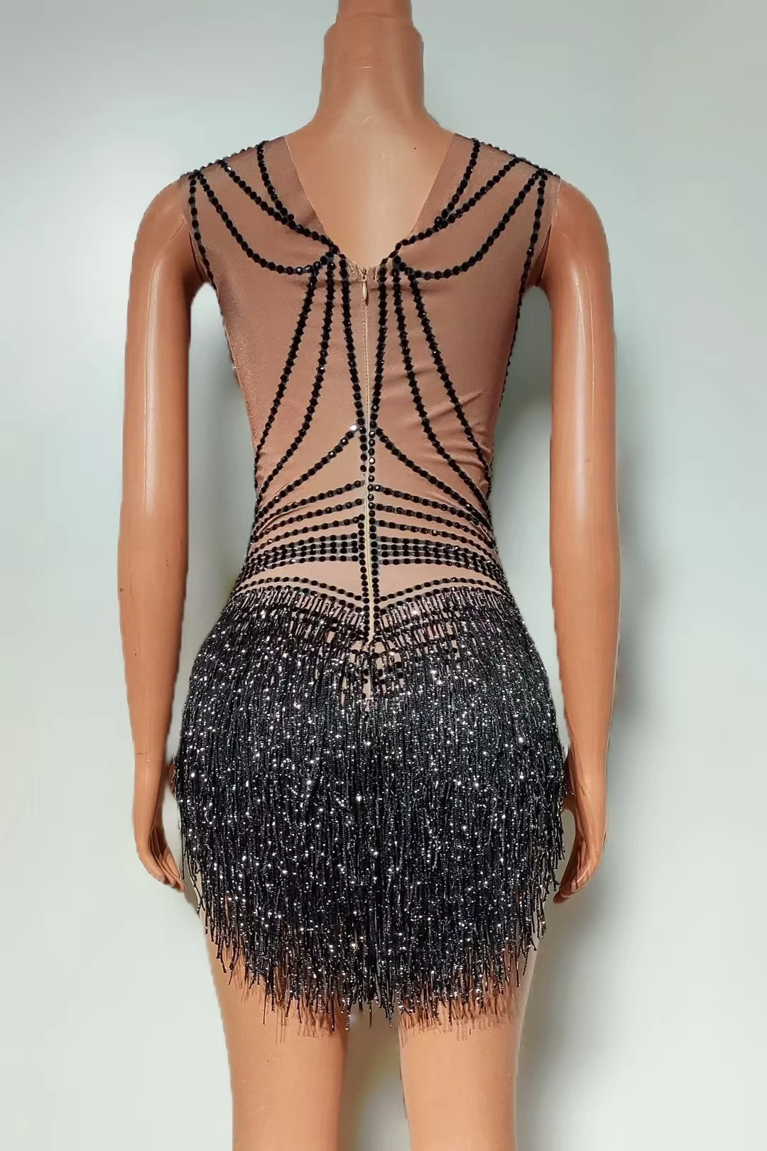 Duwang, leotardo con borlas y diamantes de imitación brillantes, club nocturno, baile, DS, espectáculo, ropa de escenario, mono elástico, traje de cantante femenina para fiesta