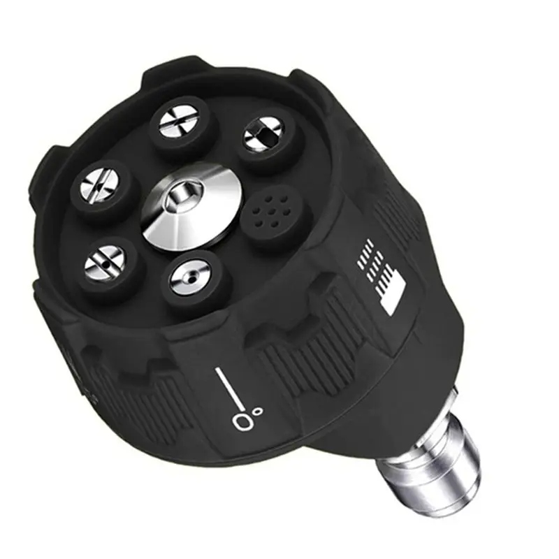A98E-6-In-1 Pressure Washer Nozzle Multifunctional 1/4Inch Change-Over Nozzle Quick Connect Pressure Jet Spray Head