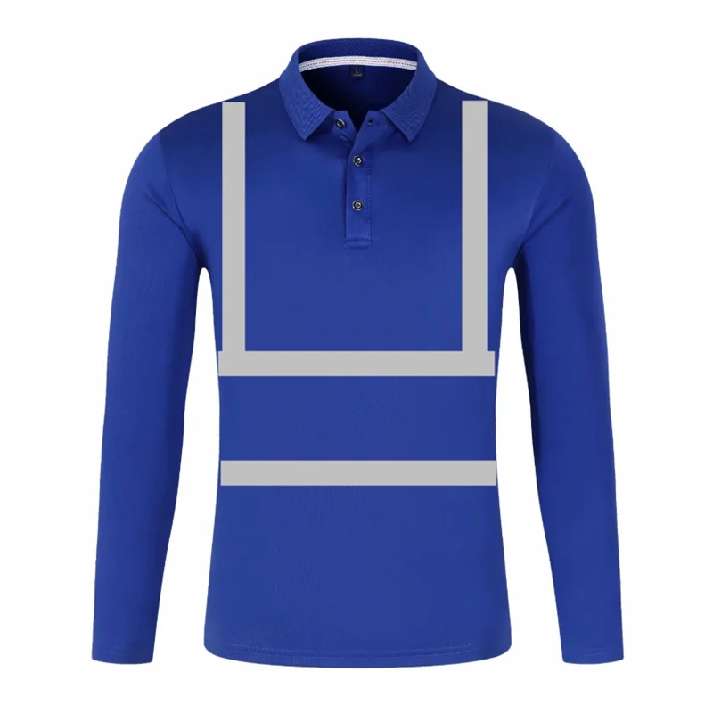 Hi Vis Safety Work Polo Shirt Reflective Construction Shirts for Men Quick Dry Long Sleeve Shirt Men Outdoor