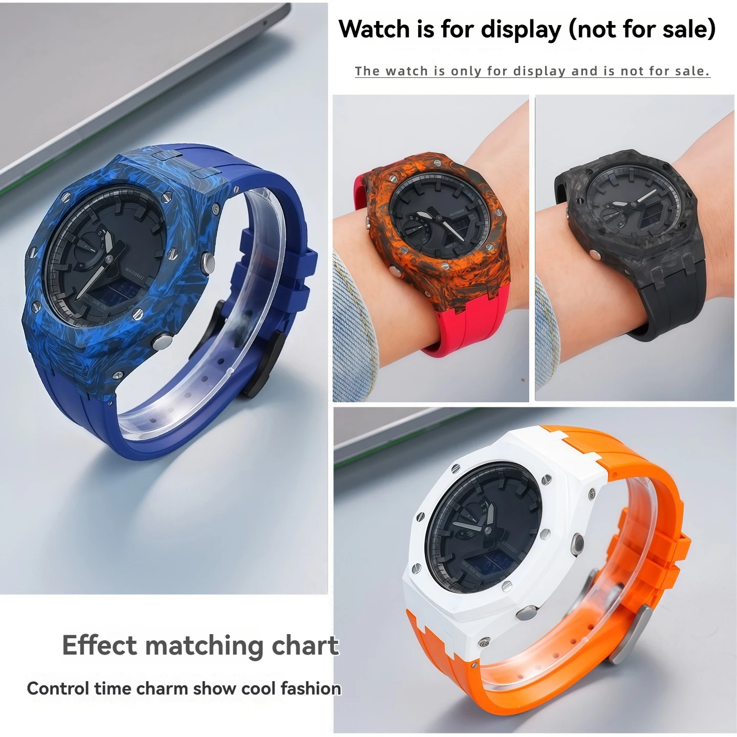 Carbon Fiber Case & Rubber Strap Mod Kit for Casioak GA2100 GA2110 GA-B2100 | Lightweight Upgrade | Screws & Tools Included