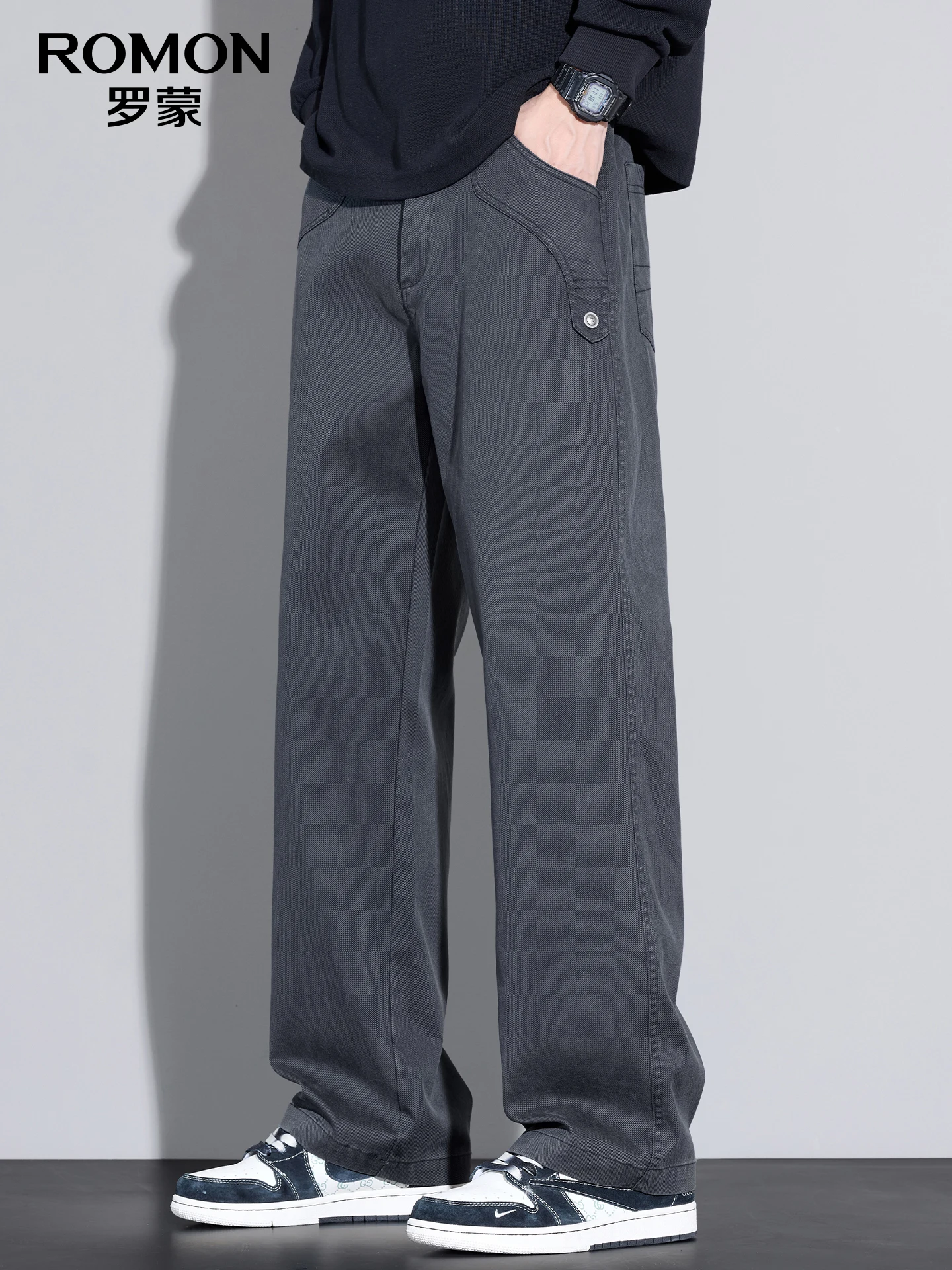Loose Straight Leg Casual Pants Men's Workwear Comfortable Loose Fit Summer Anti-Wrinkle High Waist Zipper Closure Long Trousers