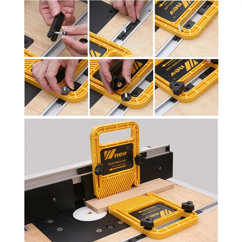 Imagem -06 - Multi-purpose Feather Loc Board Grupo Plumas Duplas Slot Miter Gauge Ferramentas de Gravura para Carpintaria Serra Circular Cortadores