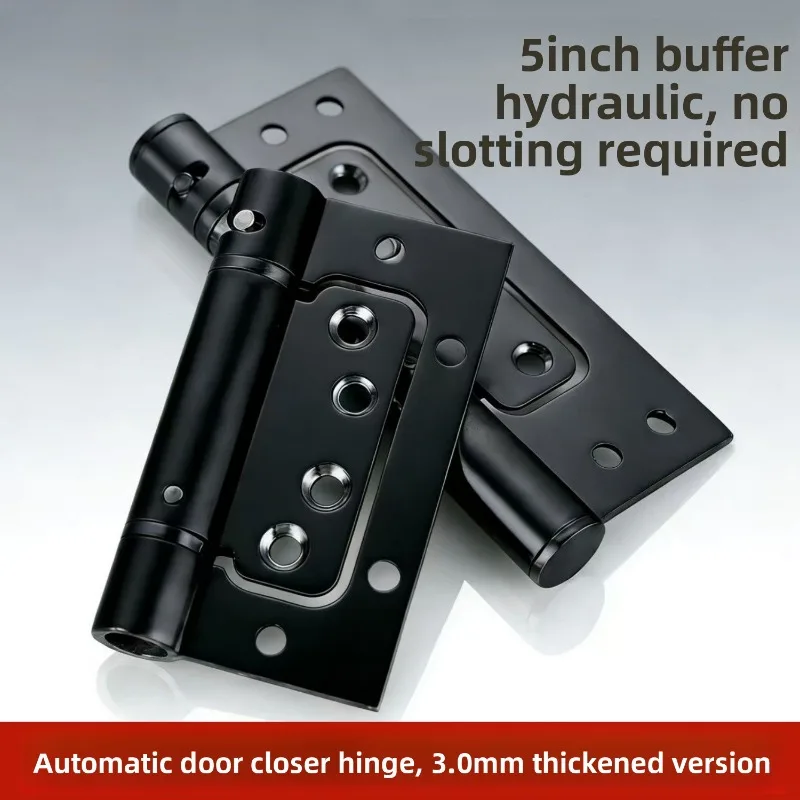 Concealed door hinge bedroom stainless steel spring automatic door closer hinge household wooden door hydraulic composite black