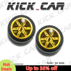 1/64 Model Car Wheels with Rubber Tires Six Spoke Refitting Parts for Diecast Hot Wheels Mainline Matchbox Tomica D:11mm 1 Set