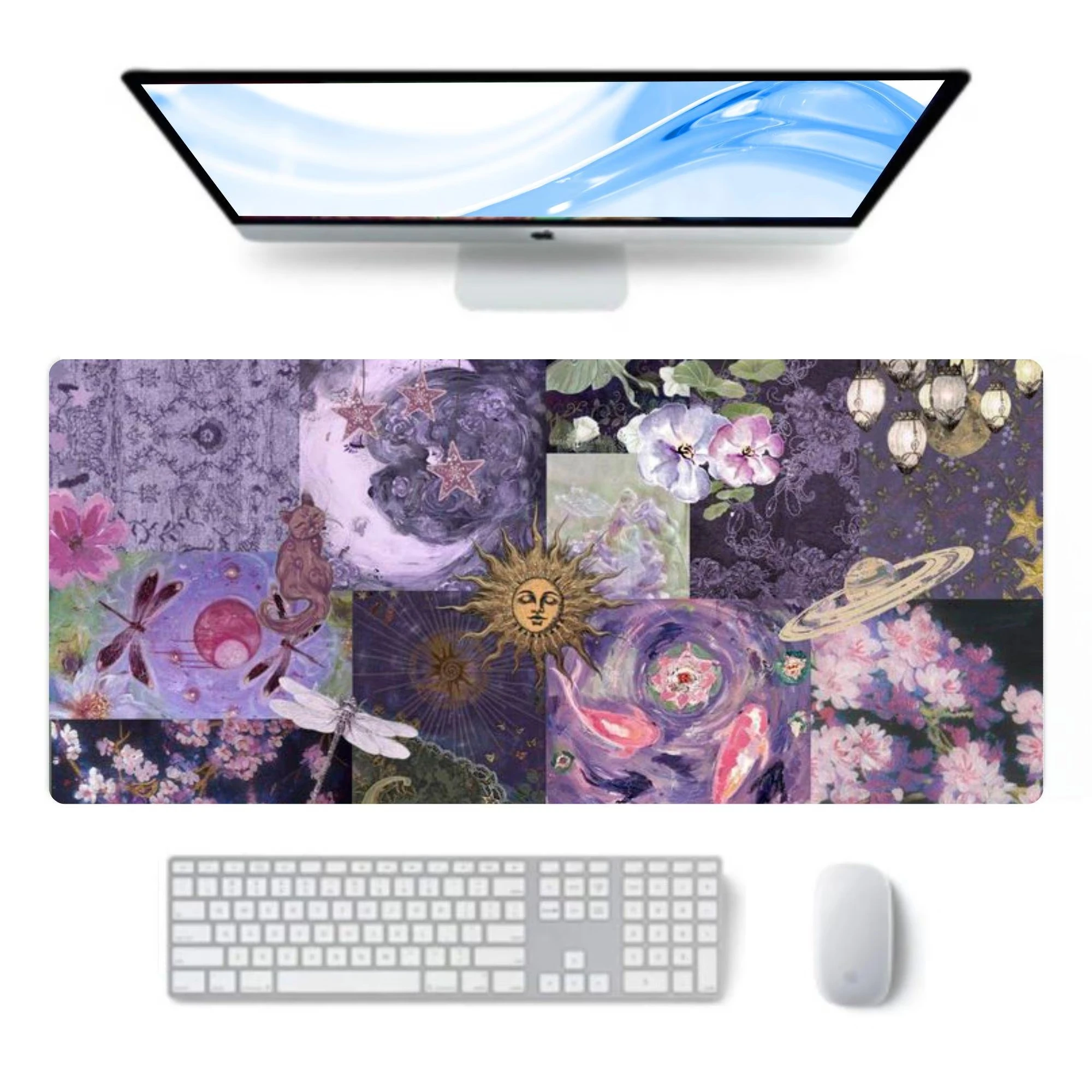 Whimsigoth Collage Mousepad Mouse Office Mouse Pad Desk Mats Deskpad Decor Laptop Accessories Non Slip Gaming Playmat Carpet