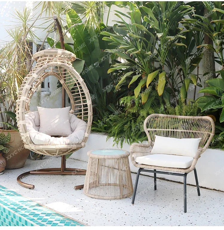 Bed & Breakfast Swing Outdoor Rattan Single Hanging Basket Rattan Chair Bird's Nest Bedroom Girl Home Rocking Chair