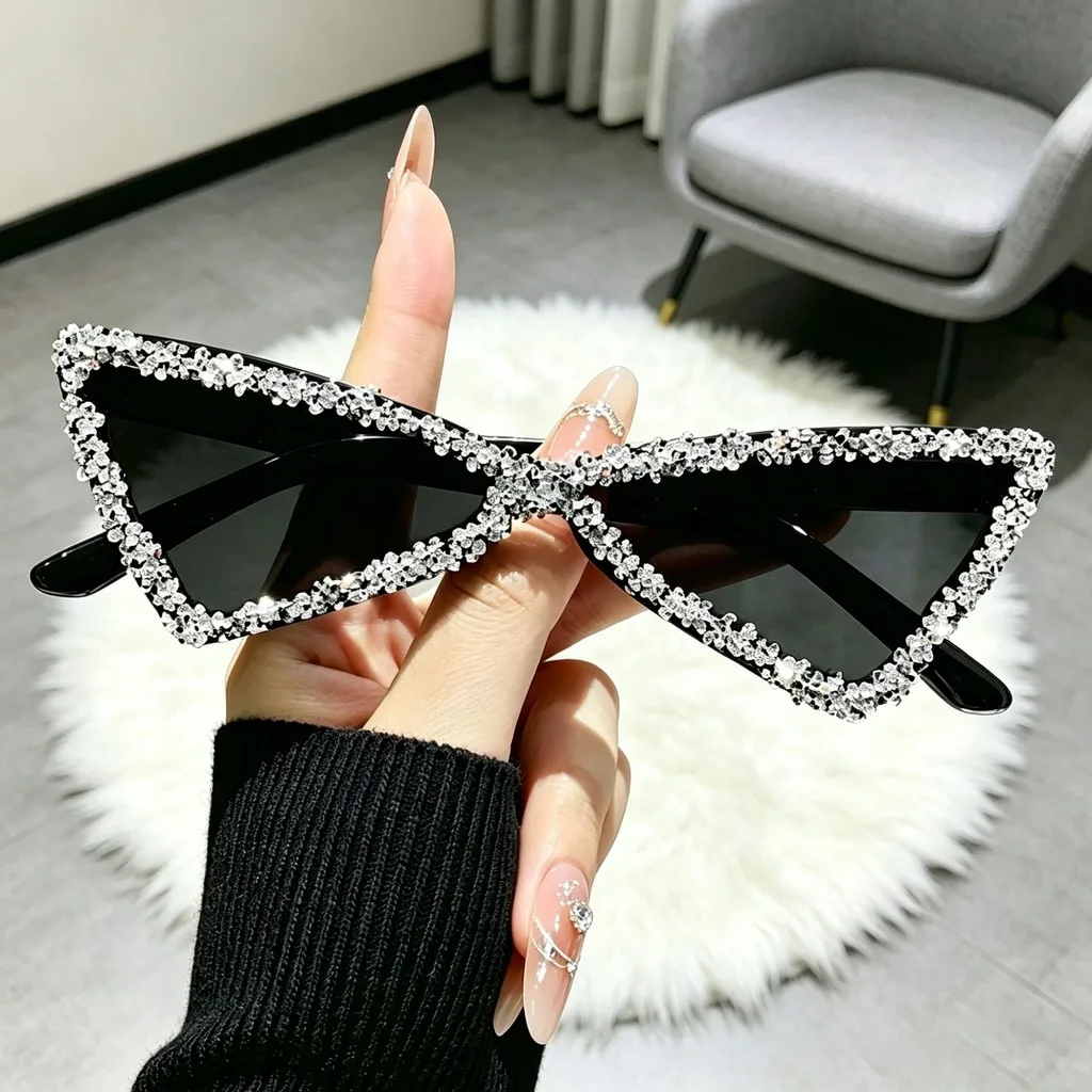 Rhinestone Triangle Sunglasses Women Men Sun Glasses Eye Glasses Goggle Stylish Fashion Eyewear For Party Outdoor