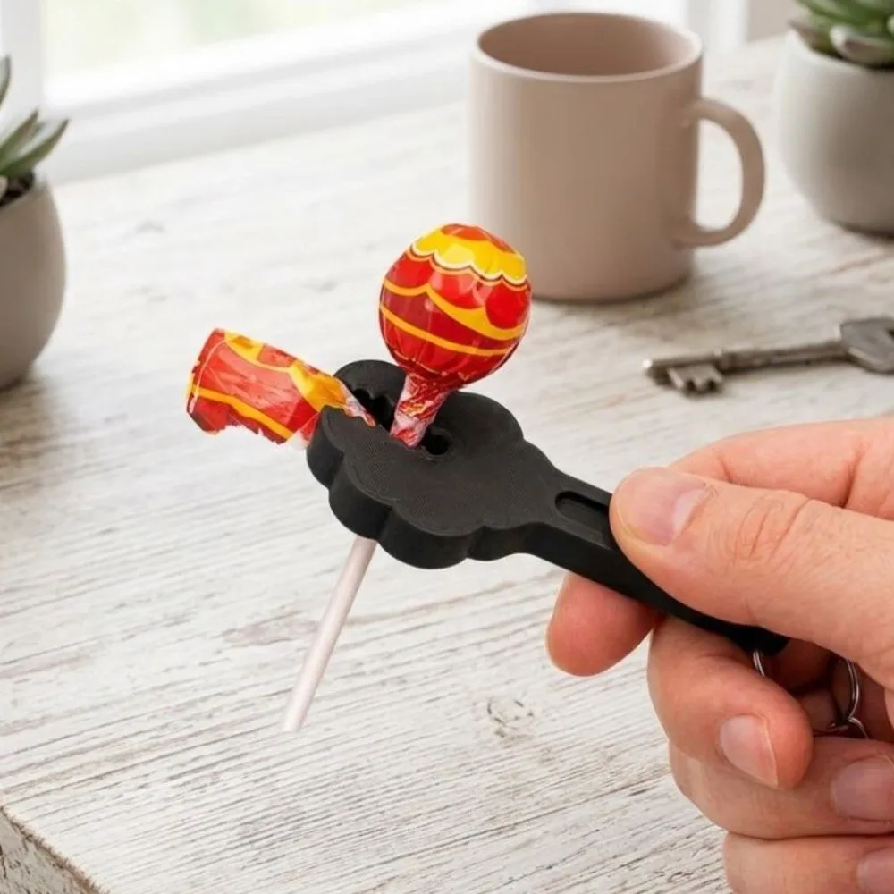 2Pcs Plastic Lollipop Opener with Keychain Labor Saving Integrated Candy Wrapper Remover 3D Printing Scratch Resistant