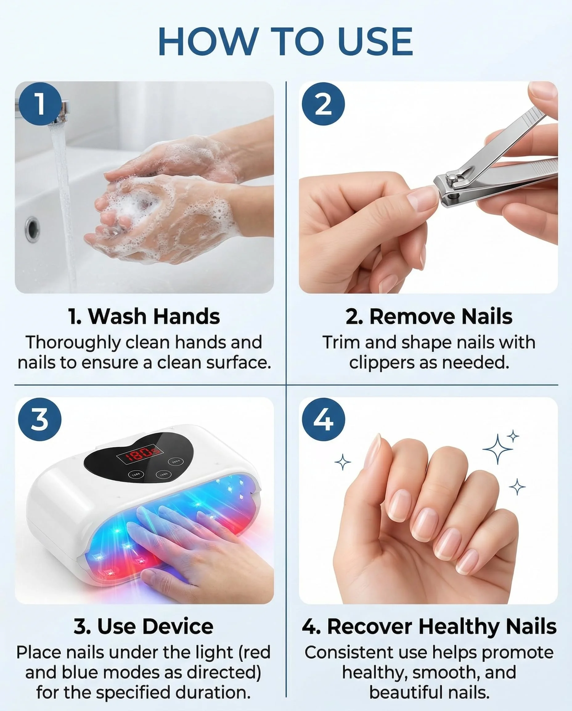 Separable Design  ﻿Repair Nail Fungus Laser Treatment Device for All Nails 80 LEDs 460nm Breathable Blue Light & 650nm Red Light Device for Nail Fungal Essential Oil Toenail Fingernail Onychomycosis Toe Cure Effectively 120s/180s/300s Timer Nail Care view 6
