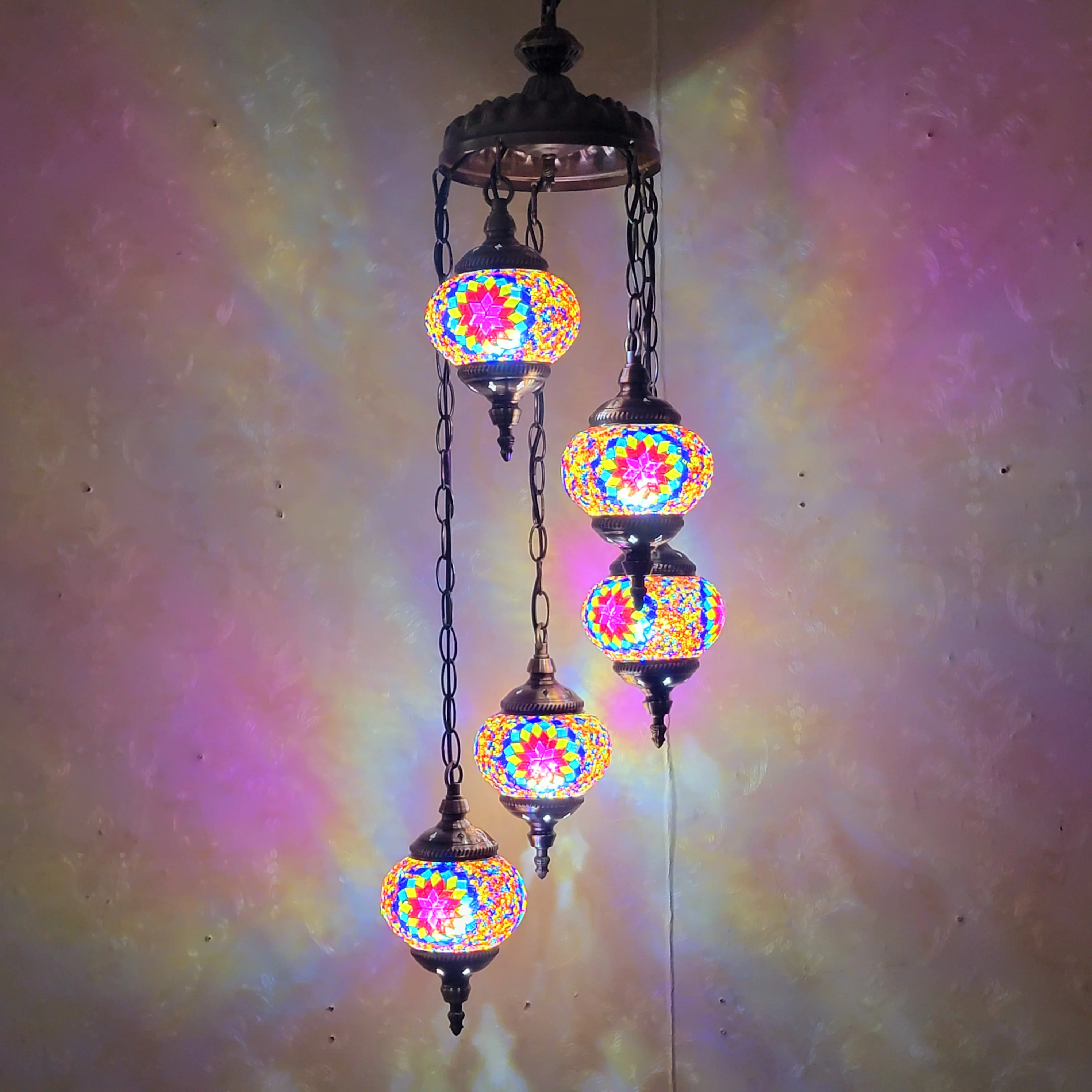 Turkish style mosaic Chandelier Glass Lantern Art Pendant Lamps Living room hotel hall restaurant dining room Hanging lights