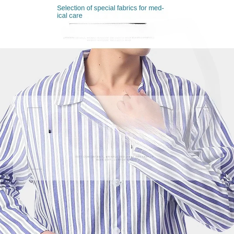 فساتين مستشفى قطنية للرجال والنساء ، زي موحد للمرضى ، بدلة بأكمام قصيرة ومنقسمة ، بأكمام طويلة ، بيع بالجملة