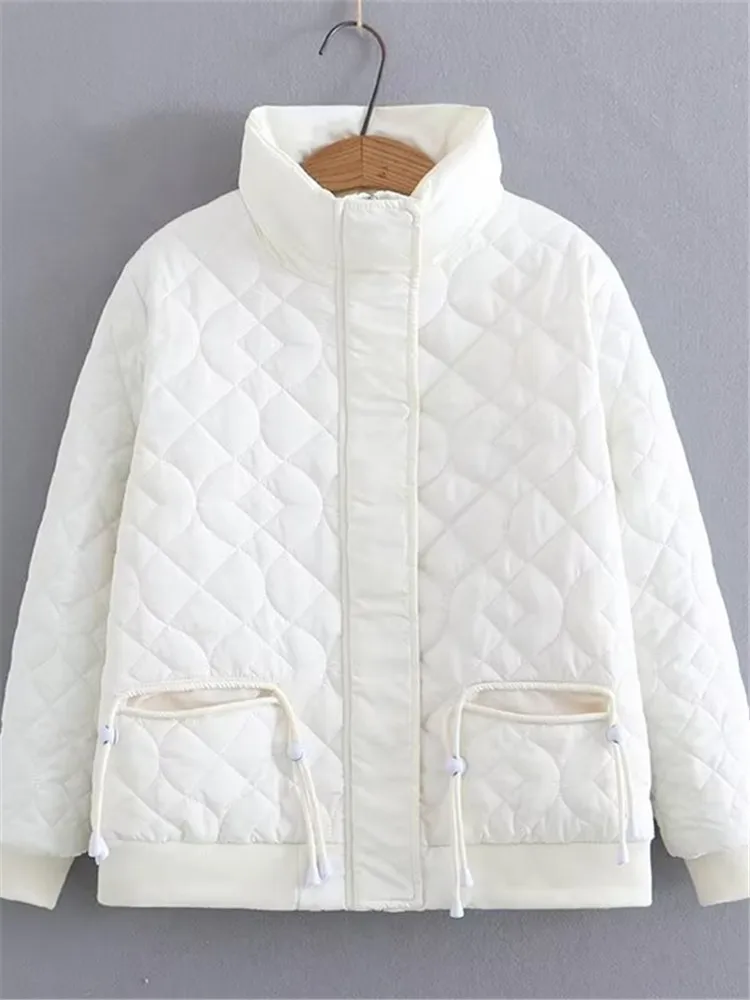 

Plus Size Women's Clothing Winter Warm Jacket With Cotton Layer In The Middle Lightweight ＆ Convenient Jacket With Stand Collar