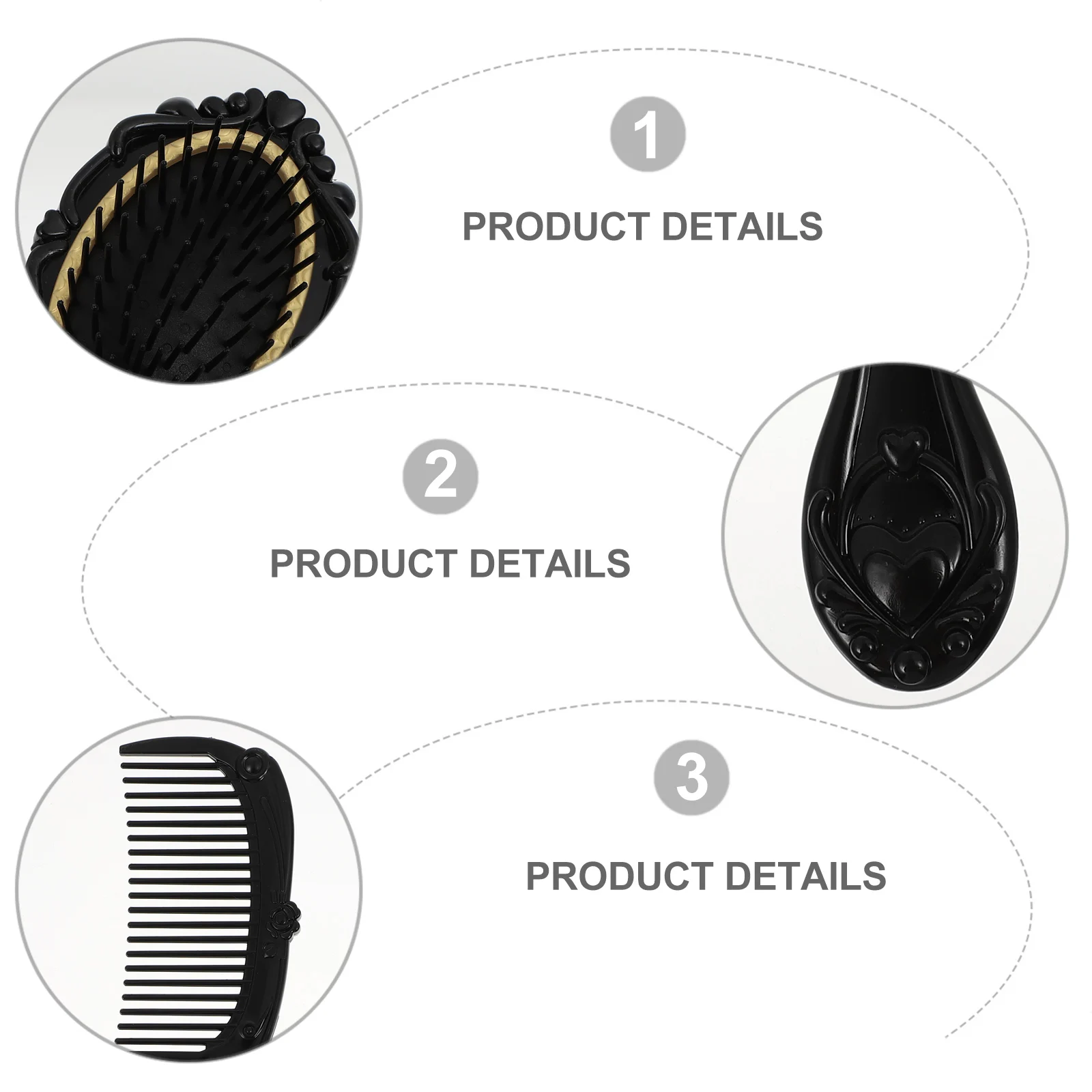 

Dressing Mirror Suit Hair Brush Storage Vanity Comb and Holder Girls Kit Vintage Brushes