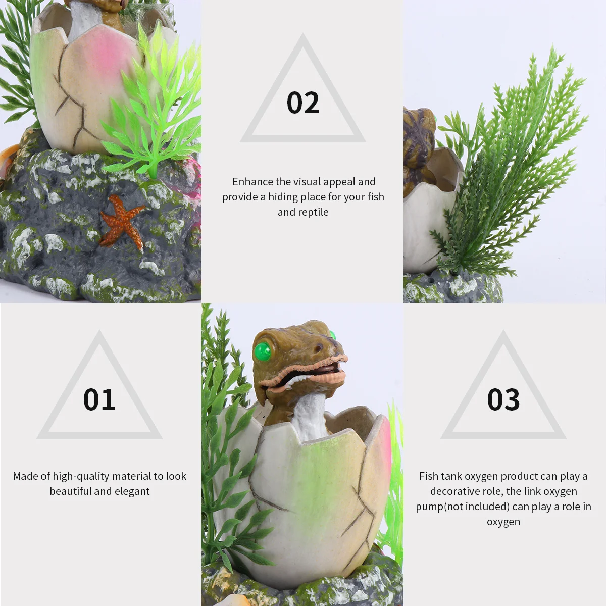 

Ornament Fish Tank Landscape Decorations for Tanks Aquarium Ornaments Dinosaur Green Funny Ornamental
