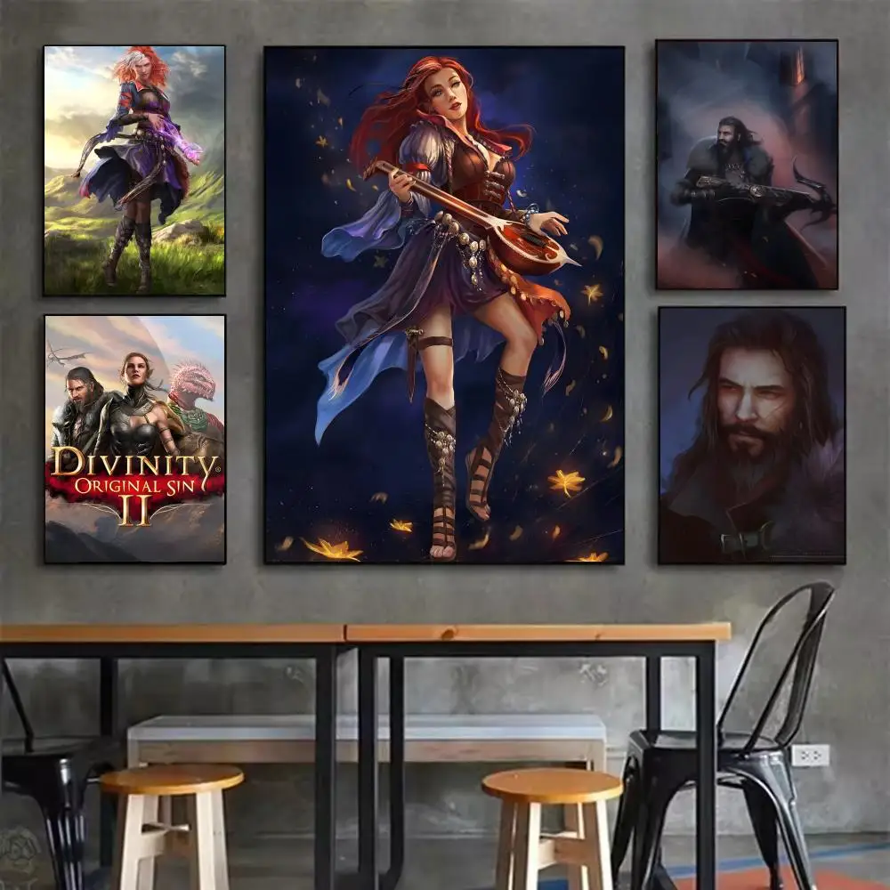 Games D-Divinity Original Sin Poster Self-adhesive Art Waterproof Sticker Coffee House Dorm Room Wall Decor