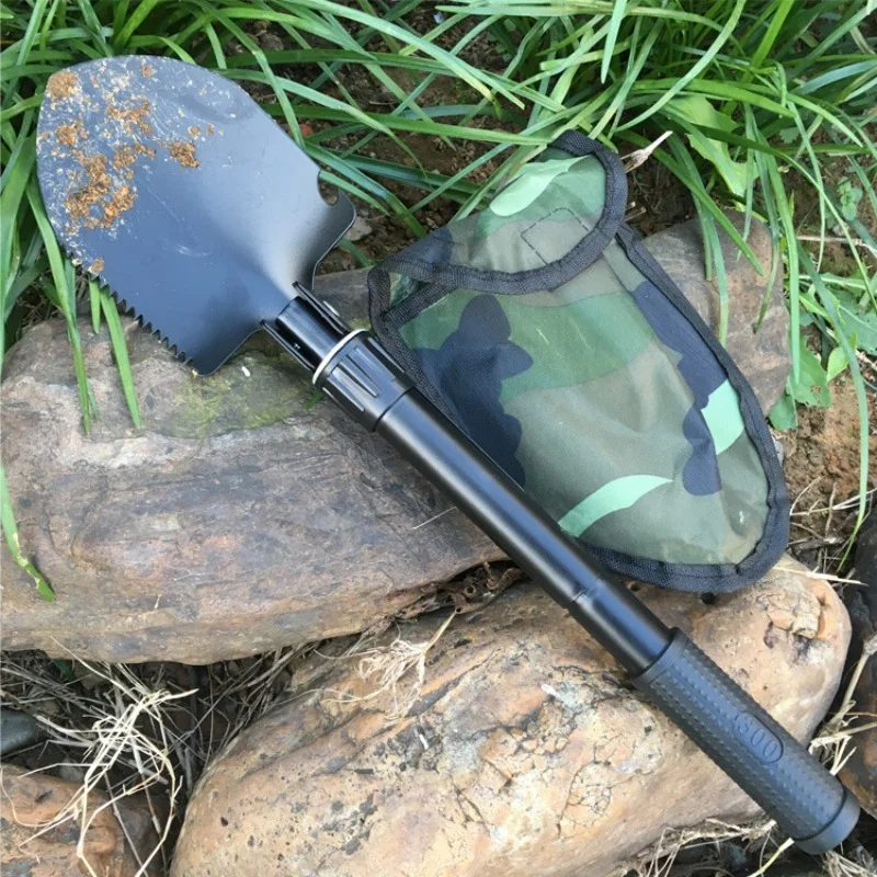 Multifunctional Armory Shovel Outdoor Manganese Steel Thickened Shovel Folding Camping Shovel Portable Military Shovel