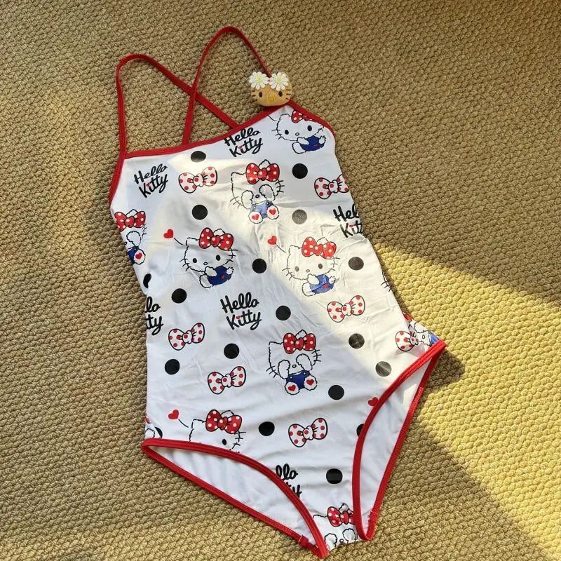 

Cute Girls Siamese Swimwear Sanrio Hello Kitty Cartoon Swimsuit Swimming Cloth Anime Kawaii Beach Bikini Bathing Swimwear
