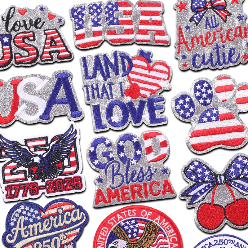 USA 250. Jubiläums-Aufnäher Amerika 1776-2026 Liberty Independence Day Bestickte Aufnäher zum Aufbügeln für Kleidung und Hüte