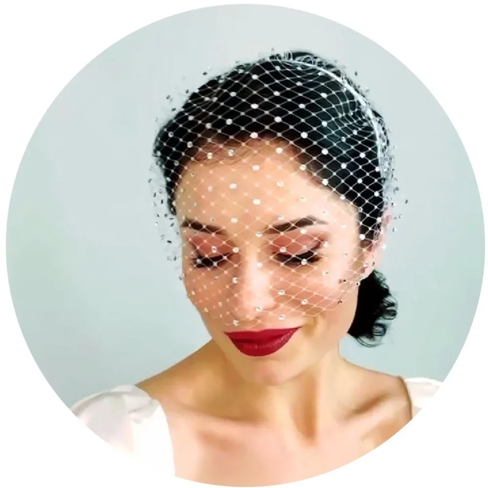 Veil White Headband Birdcage Veil Headwear For Bridal Fascinators Black Face Net Mask Hair Jewelry Accessories Veils