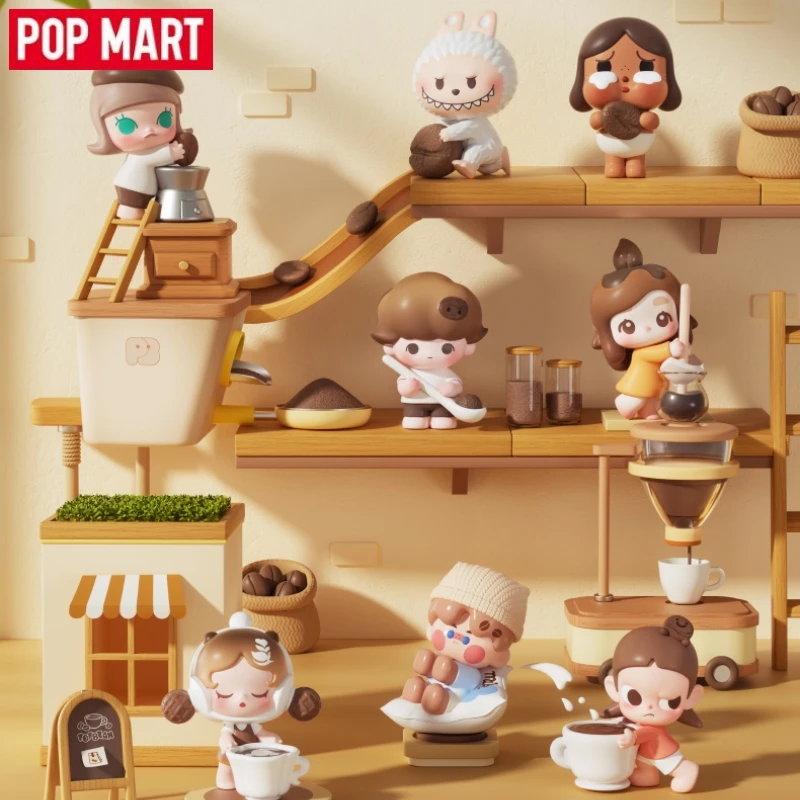 Genuine POPMART Original Coffee Factory Series Blind Box Labubu Crybaby Skullpanda Blind Bag Figure Pvc Model Trend  Doll Toy