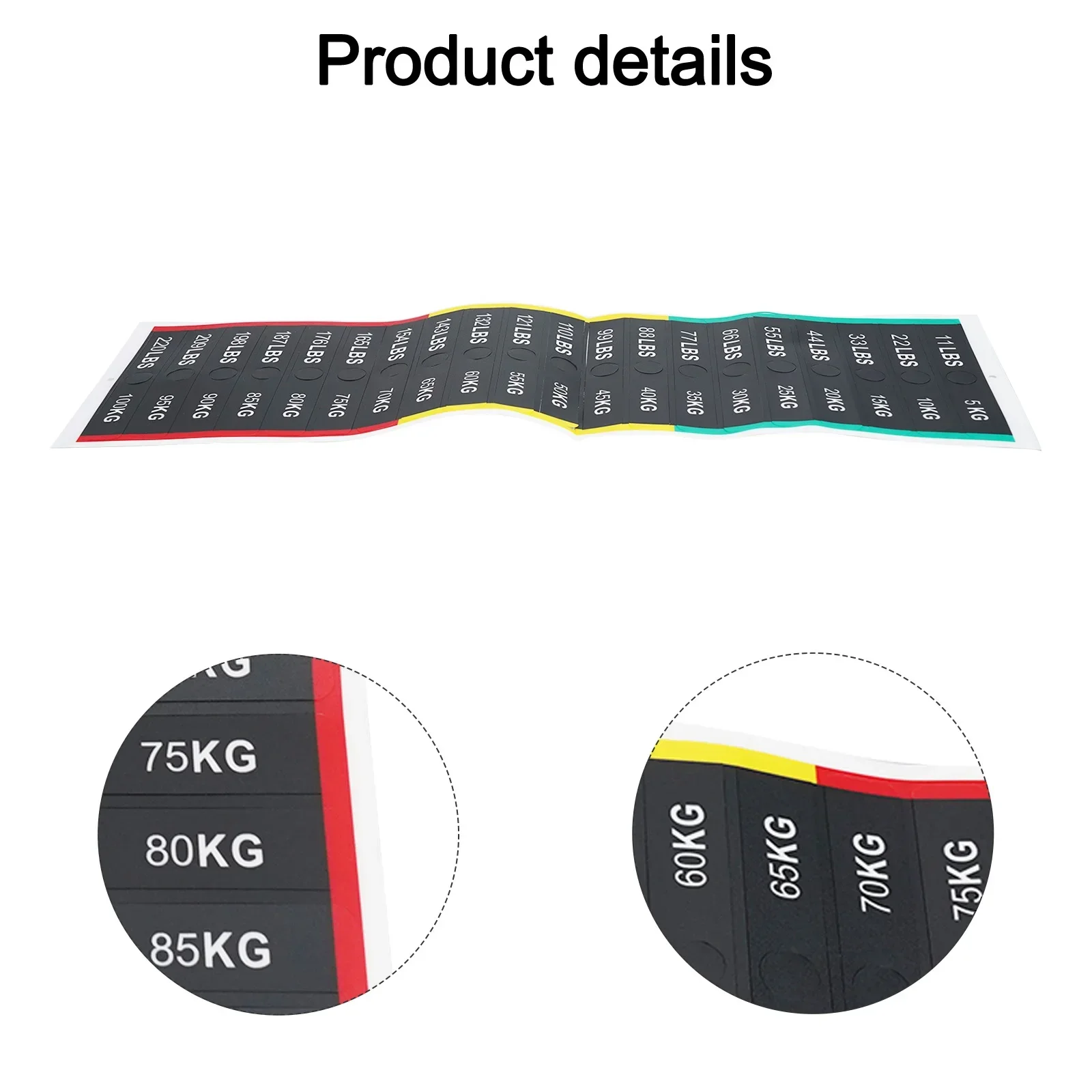 معدات اللياقة البدنية ملصقات الوزن الصالة الرياضية الوزن كومة تسميات عدد ملصقات PP 119*18 مللي متر ملحقات أدوات اللياقة البدنية