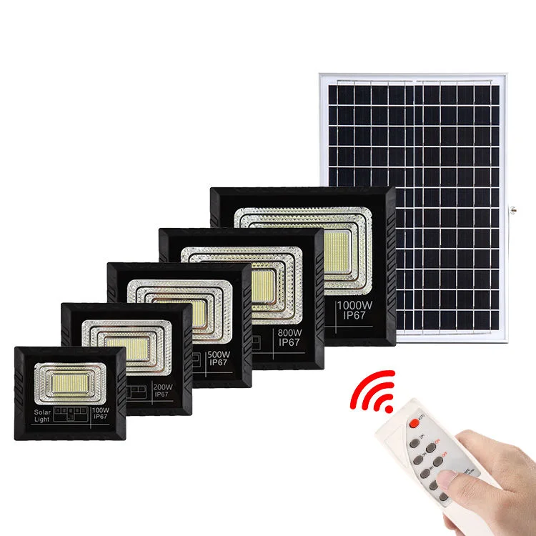 Dimming Waterproof Ip67 50w 100w 200w 500w 800w 1000w Outdoor Remote Control Light Emitting Diode Solar Flood Light