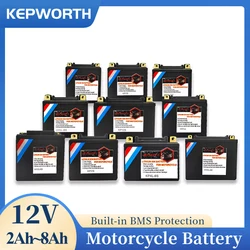 12V LiFePO4 Motorcycle Battery 2Ah 3Ah 4Ah 6Ah 8Ah Lithium Powersports Battery Built in BMS Replacement Motorcycle, ATV, UTV