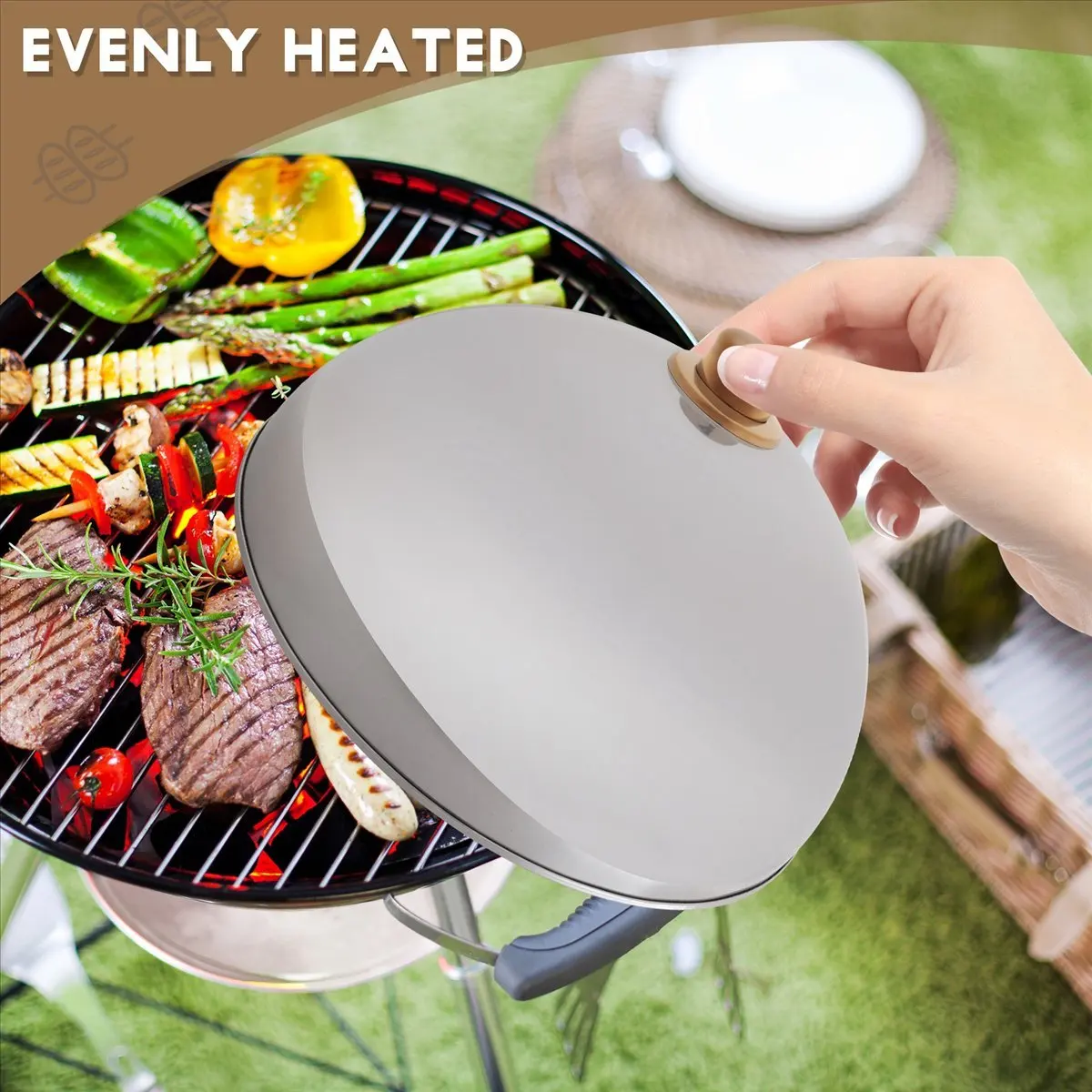 AT16 12 Inch Stainless Steel Cheese Melting Dome And Steaming Cover,Polished Steak Cover,Cloche Serving Dish Food Cover,Best For
