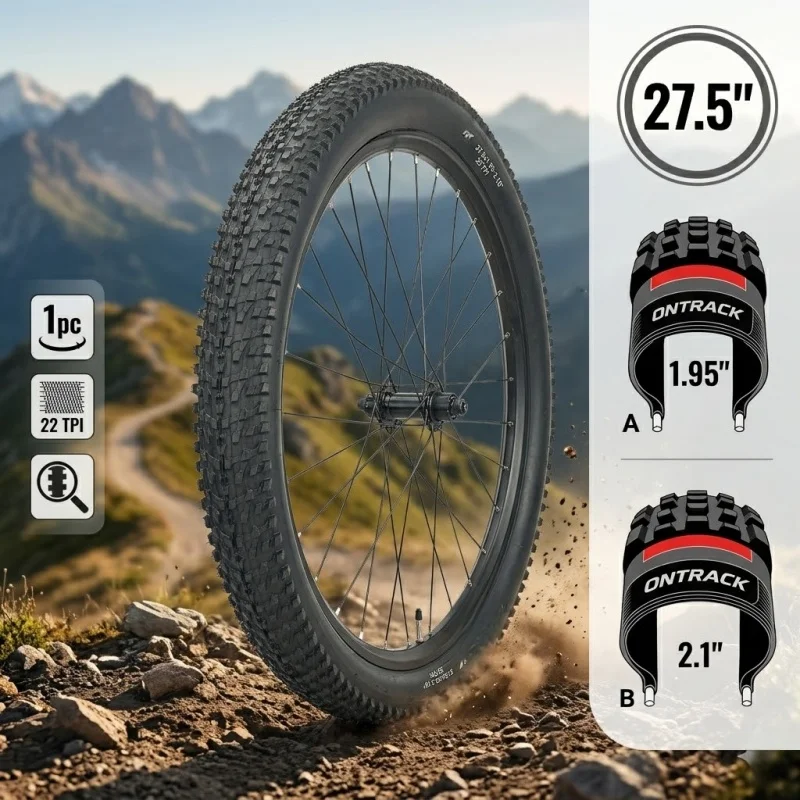 

1pc 27.5x1.95/27.5x2.10Inch Bicycle Tire MTB Mountain Bike Outer Tyre Wire Bead Anti-Puncture Cycling Replacement Wheels Part