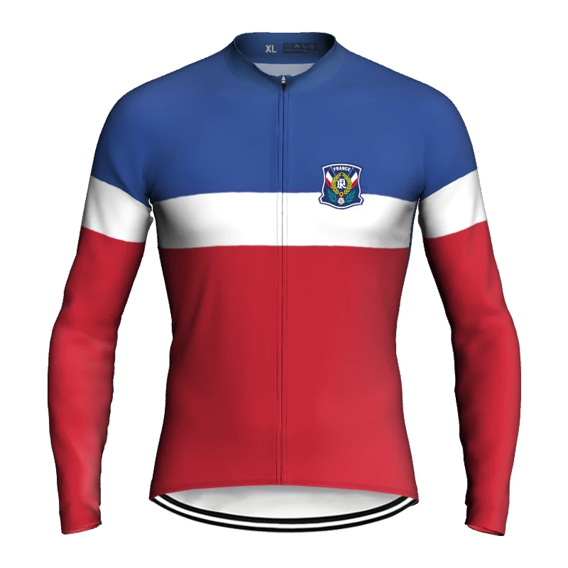 

France Long Sleeve Cycling Jersey, Bike Clothes, Cycling Shirt, Motocross Wear, Bicycle Top, Jacket Closure Sweater, Rider Chest