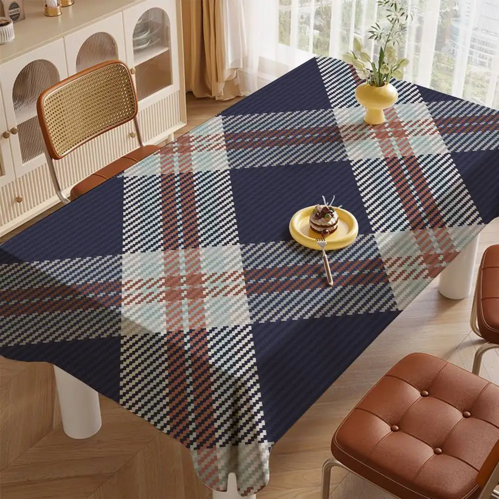 Tartan Print Portable Rectangle Tablecloth - Water-Resistant For Camping, Picnics & Gatherings