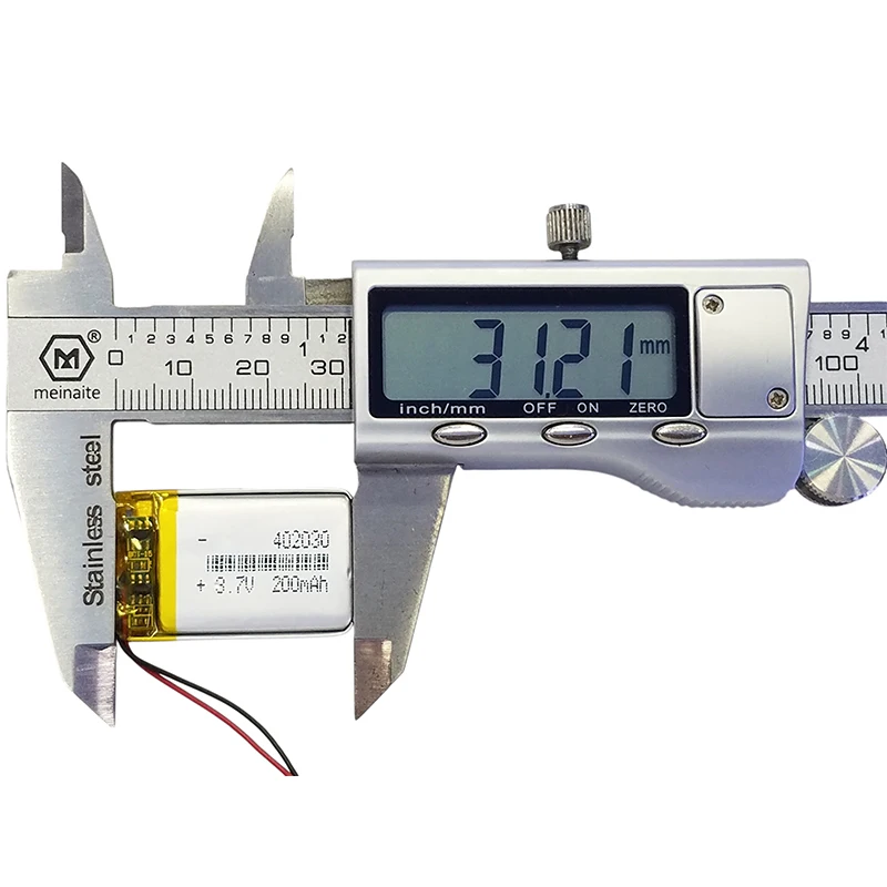 402030 3.7V 200mAh Li-ion Polymer Battery Compact Rechargeable Power Cell for Wearables and Small Devices