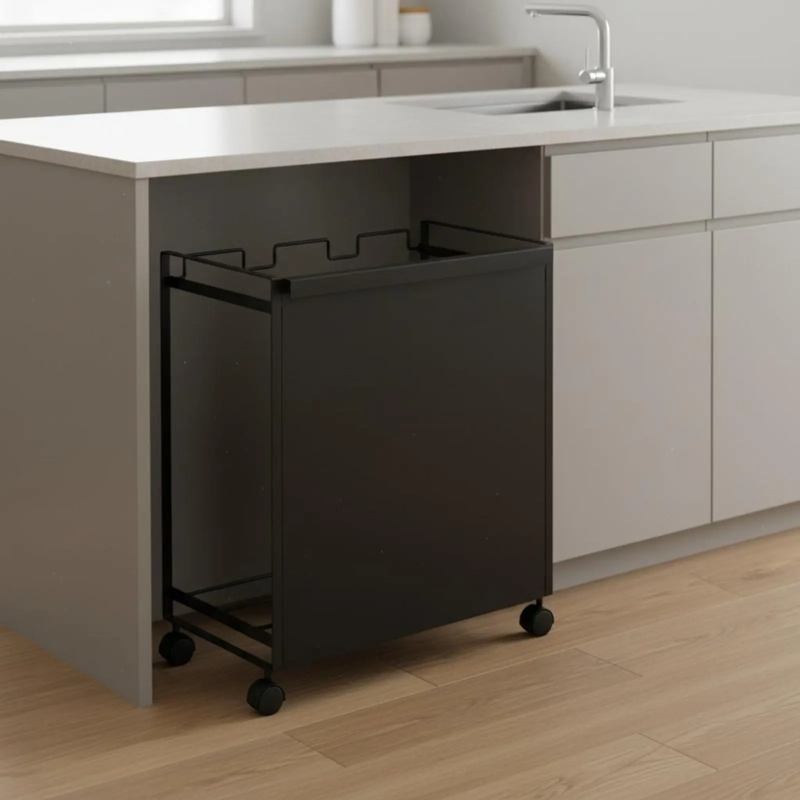 

Trash Bag Holder Stand with Wheels Garbage Bag Holder Trash Can Stand Space Saving Portable Garbage Bin Accessible Frame