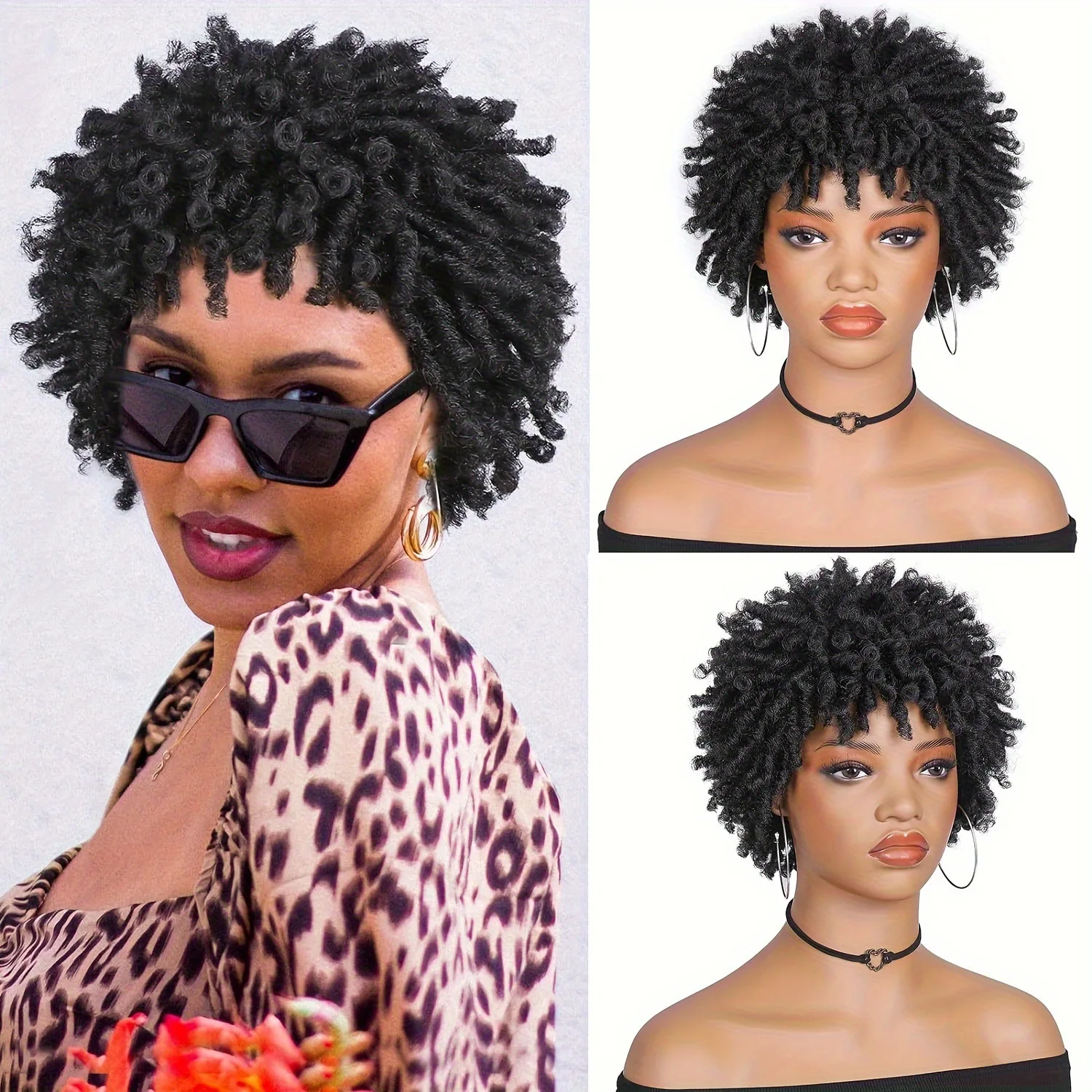 

Synthetic Afro Curly Wig for Cosplay Party, Fluffy Puff Dreadlocks Braided Costume Wig, Voluminous Carnival Synthetic Hair