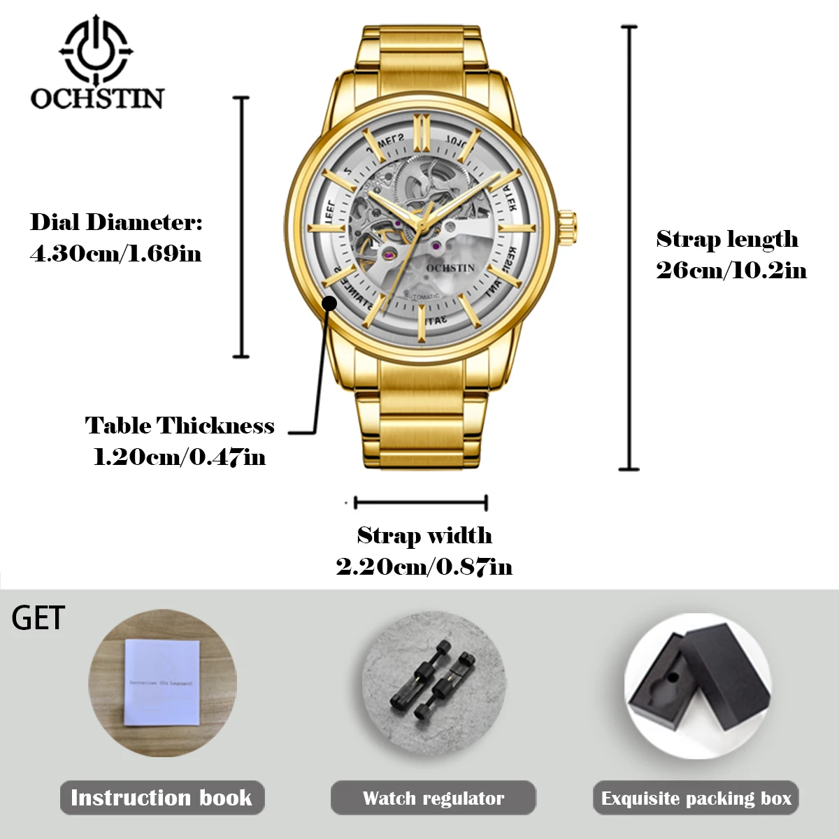 OCHSTIN Vader reloj mecánico automático para hombre, Tourbillon, resistente al agua