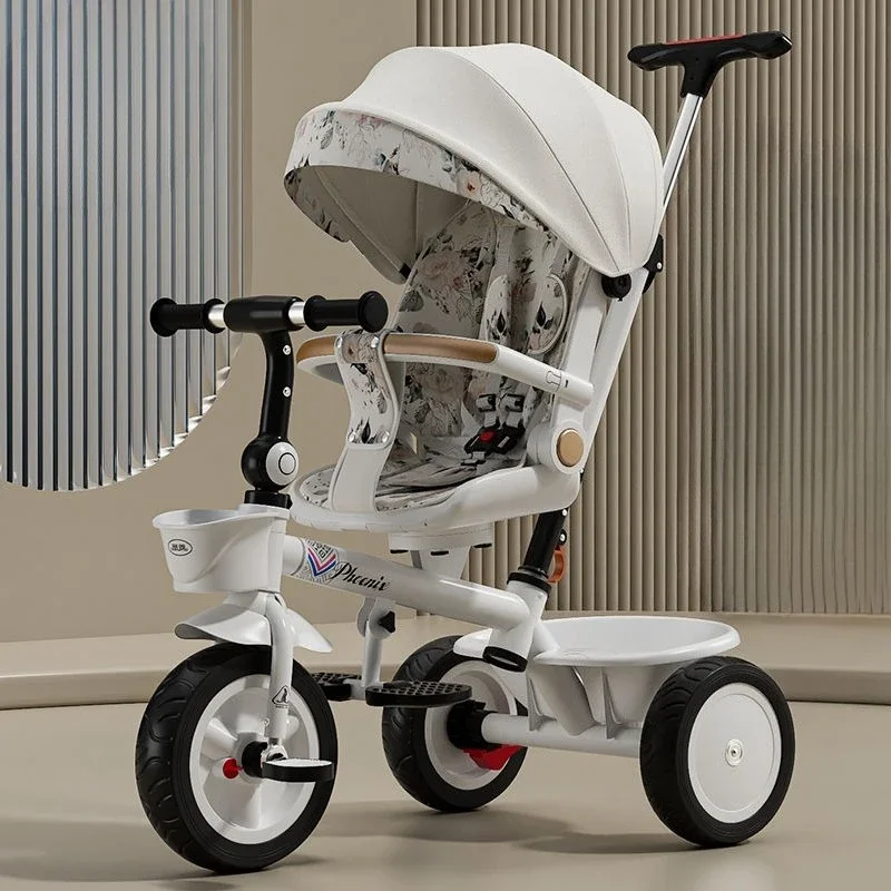 Premium-Baby-Dreirad, 1–6 Jahre alt, für Kinder, Eltern, Push-Griff, großer Sitz, verstellbares Baldachin, Sicherheitsgurt, Fahrt, Outdoor, Kinderwagen, Fahrrad