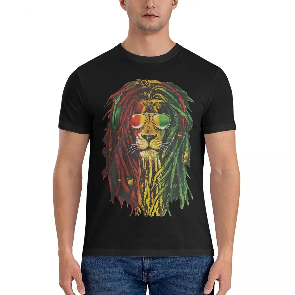 Awesome Men Rasta Lion Women Who Love T Shirts Men's Pure Cotton Novelty T-Shirts Round Collar Bob Marley Tees Short Sleeve